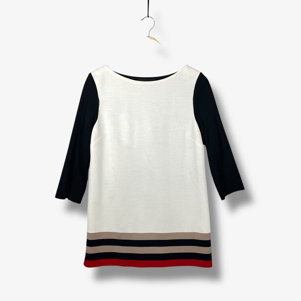 St. John Collection Knit Shift Dress Women S Black White Red Quiet Luxury Career